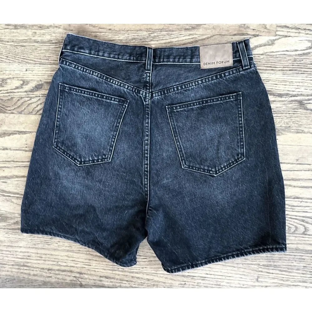 DENIM FORUM Black Denim The Joni Loose Long Jeans Shorts  Women's Size 32